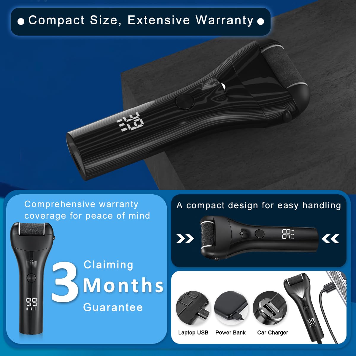 HANNEA Electric Callus Remover For Feet, Pedicure Scrubber For Women Foot Pedicure Machine Rechargeable Electronic Pedicure Tools, Portable Feet Dead Skin Remover HANNEA Electric Callus Remover For Feet, Pedicure Scrubber For Women Foot Pedicure Machine Rechargeable Electronic Pedicure Tools, Portable Feet Dead Skin Remover